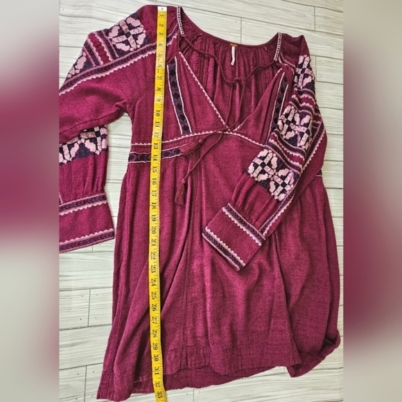 Free People All My Life Embroidered Mini Dress in Bugundy Wine Size Small - Picture 8 of 12